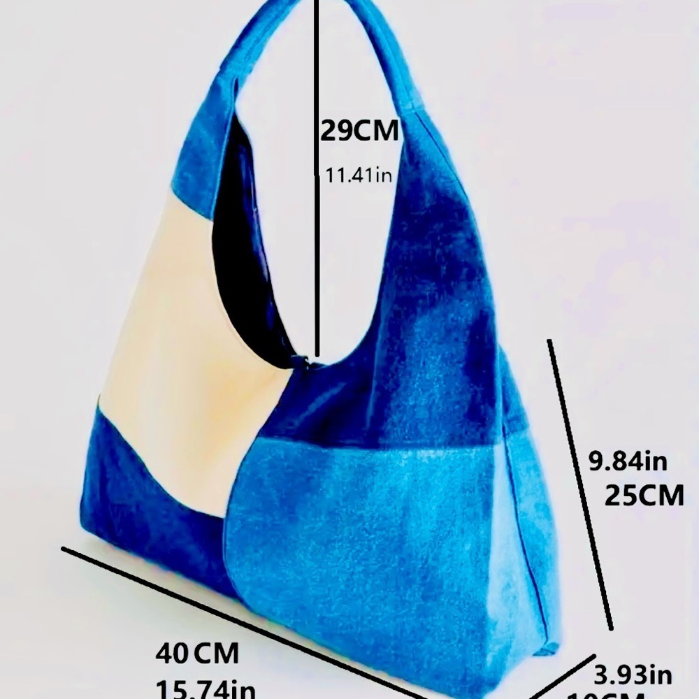 Stylish Blue and Cream HOBO Women's Bag - Picture 14 of 14